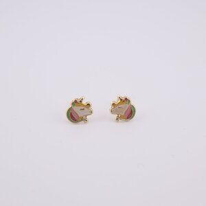Magical‎ Unicorn Novelty Mini Enamel Stud Earrings Women's 14k Gold Jewelry **